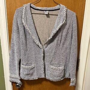 Chico's Black and Cream Knit Cardigan